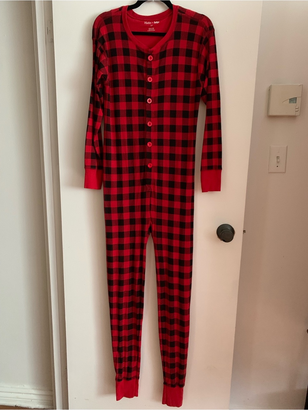 Hatley , Women's Red & Black Plaid One-Piece Pajamas